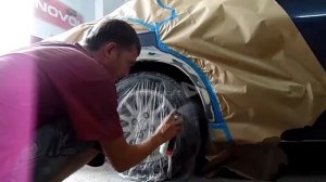 мицубиси+++ремонт арки-сквозные дыры- стекловолокно творит чудеса - карбон ему в помощь)+++