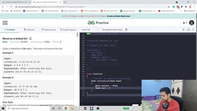Reverse Linked List | Java | Interview Question | GeeksForGeeks | Amazon | Adobe | Walmart | Paytm смотреть онлайн
