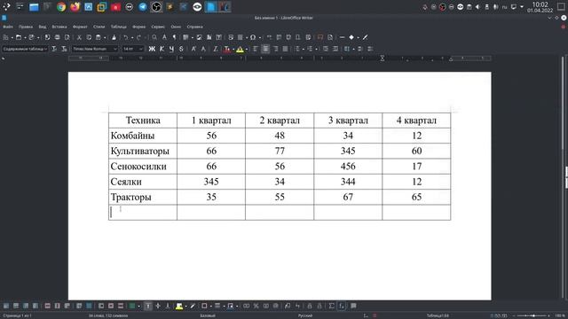 Сортировка и вычисления в таблицах LibreOffice Writer. смотреть онлайн
