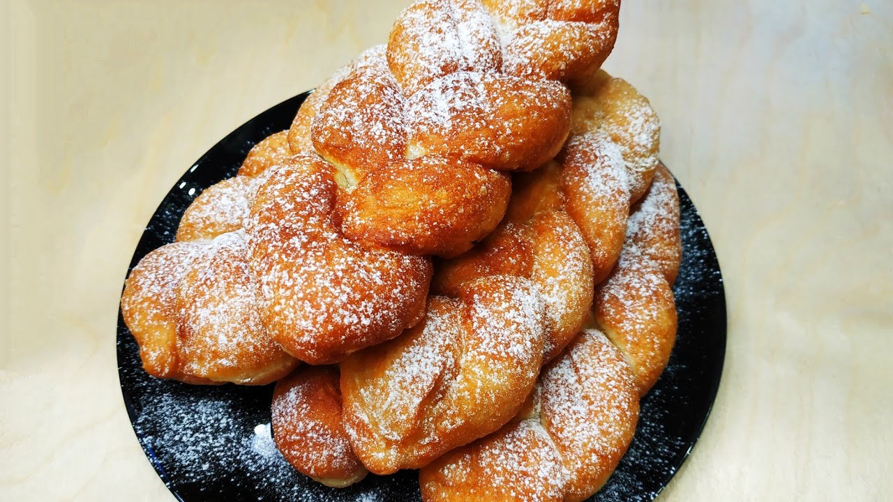 Пончики со сгущёнкой/Пончики/Косички со сгущёнкой/Булочки со сгущёнкой/Сладкие булочки/ смотреть онлайн