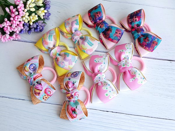 Маленькие бантики на маленькие хвостики, косички, на каждый день. Бантики из репсовой ленты 2,5 см