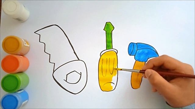 Tool painting for children ??? | Easy step by step drawing смотреть онлайн