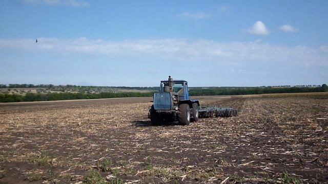 Т-150К Обработка почвы (дискование). смотреть онлайн