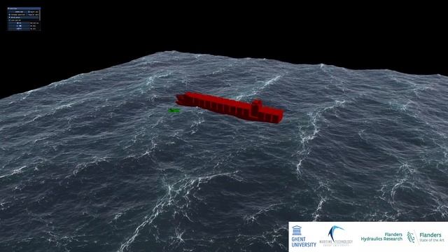 simulation ship and tug boat in waves, CUDA-OpenGL implementation of spectral waves & ship response смотреть онлайн