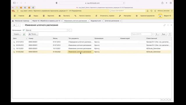 Штатное расписание в ЗУП 3.1 смотреть онлайн