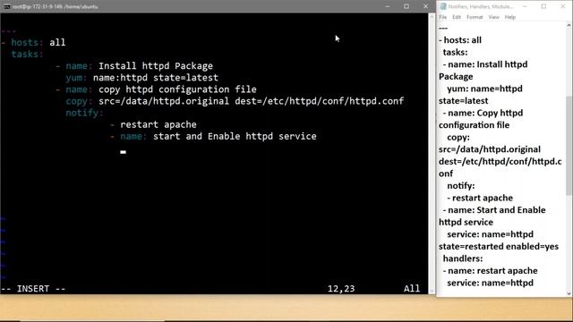 Notifiers, handlers and modules in ansible смотреть онлайн