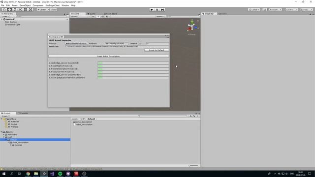 Importing URDF to unity via RosBrideClient смотреть онлайн