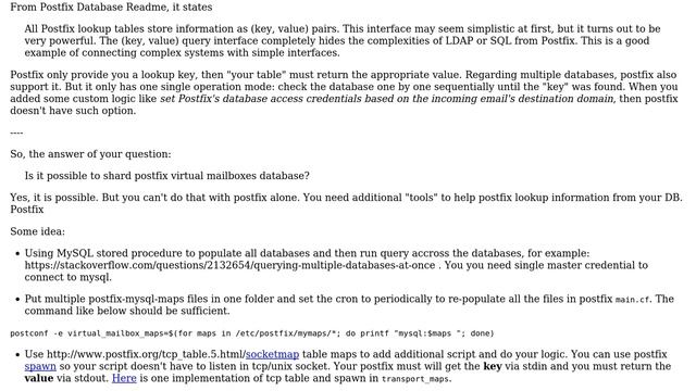 DevOps & SysAdmins: Is it possible to shard postfix virtual mailboxes database? (2 Solutions!!) смотреть онлайн