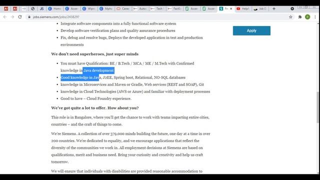 MUST APPLY - SIEMENS Freshers Recruitment 2021|Java,AWS/Azure Developer|Any Batch & Branch смотреть онлайн