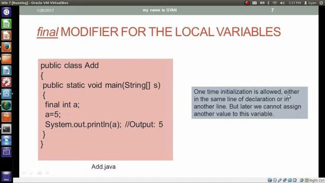 Modifiers In Java | final Modifier For The Local Variables in Java смотреть онлайн