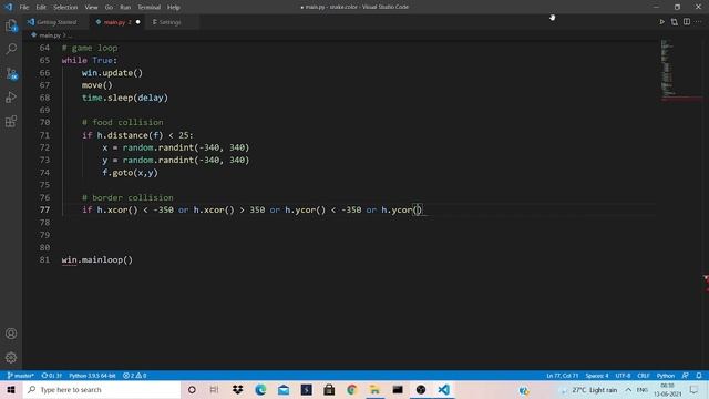 How to create colour changing snake game using turtle library in python(Part-4) смотреть онлайн