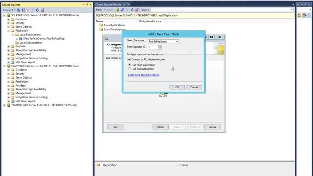 How to Setup Peer To Peer Replication in SQL Server 2016 - SQL Server 2016 DBA Tutorial смотреть онлайн