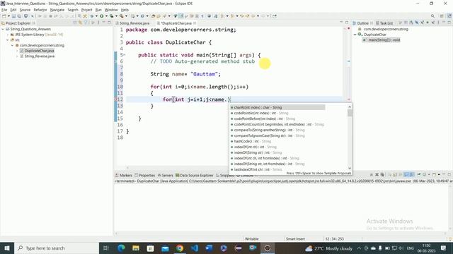 Duplicate Character in String | Java смотреть онлайн