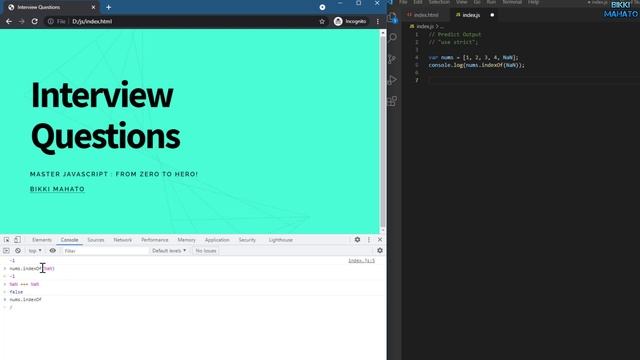Predict the output of the code (indexOf & NaN) ? | JavaScript Interview Questions | Zero to Hero! ? смотреть онлайн
