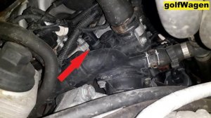 VW Touareg coolant temperature sensor change location