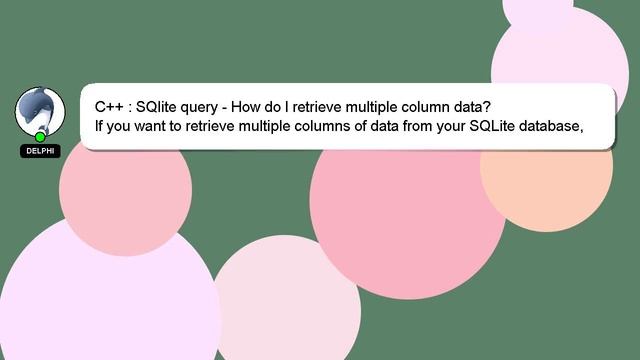 C++ : SQlite query - How do I retrieve multiple column data? смотреть онлайн
