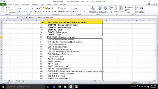 PART 9 - 100+ MOST POWER FULL SHORTCUT KEYS IN MS EXCEL - TAMIL | KALLANAI YT смотреть онлайн