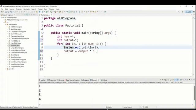 Java Program to Find Factorial of a Number with Explanation смотреть онлайн