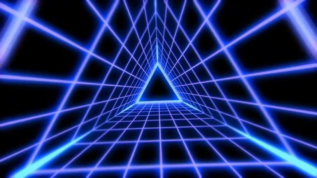 Ретро-футуристический неоновый туннель с треугольной сеткой ¦ Фон для видео ¦ Футаж смотреть онлайн