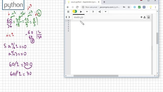 cours python • Programme pour simplifier une fraction • Utilisation de modulo % • Lycée Arithmétiqu смотреть онлайн