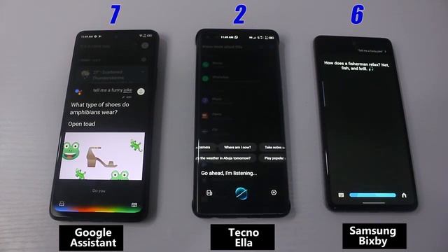 Tecno Ella Voice Assistant Vs Google Assistant Vs Samsung Bixby