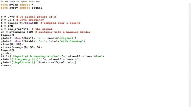 Signal with Hamming window in scipy смотреть онлайн
