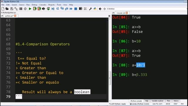 9. PYTHON COMPARISON OPERATORS смотреть онлайн