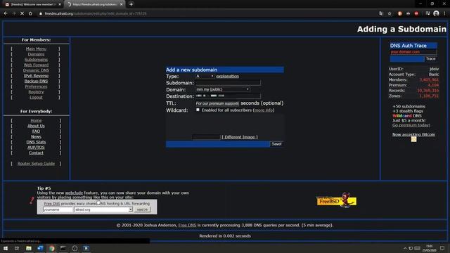 DynamicDNS - FreeDNS Install
