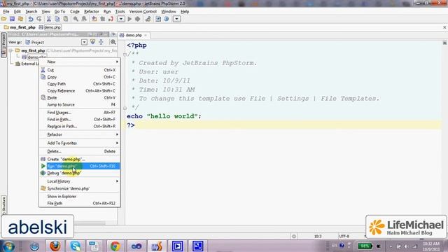 פיתוח אפליקציה פשוטה שמדפיסה Hello World ב-PHP באמצעות PHPStorm смотреть онлайн