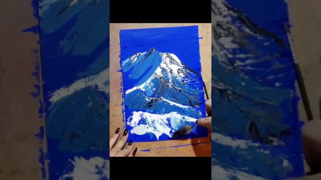 Рисуем гору мастихином #shorts смотреть онлайн