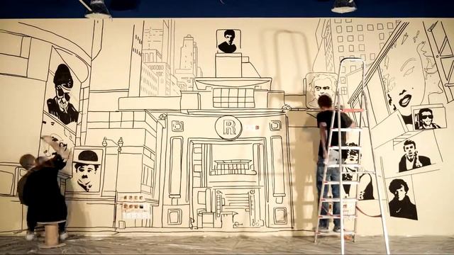 Рисуем портреты знаменитостей на стене | Drawing portraits of celebrities on the wall смотреть онлайн