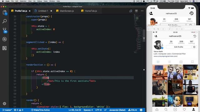 #5 Instagram UI Profile Tab Tutorial Part 2 | React Native(UI) Layout Series смотреть онлайн