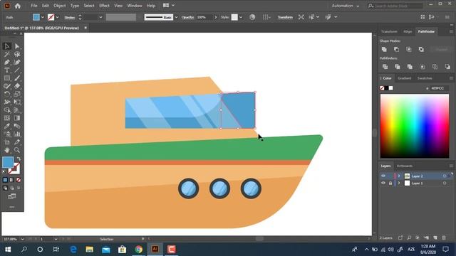 Ship vector tutorial in Adobe Illustrator 2020 смотреть онлайн