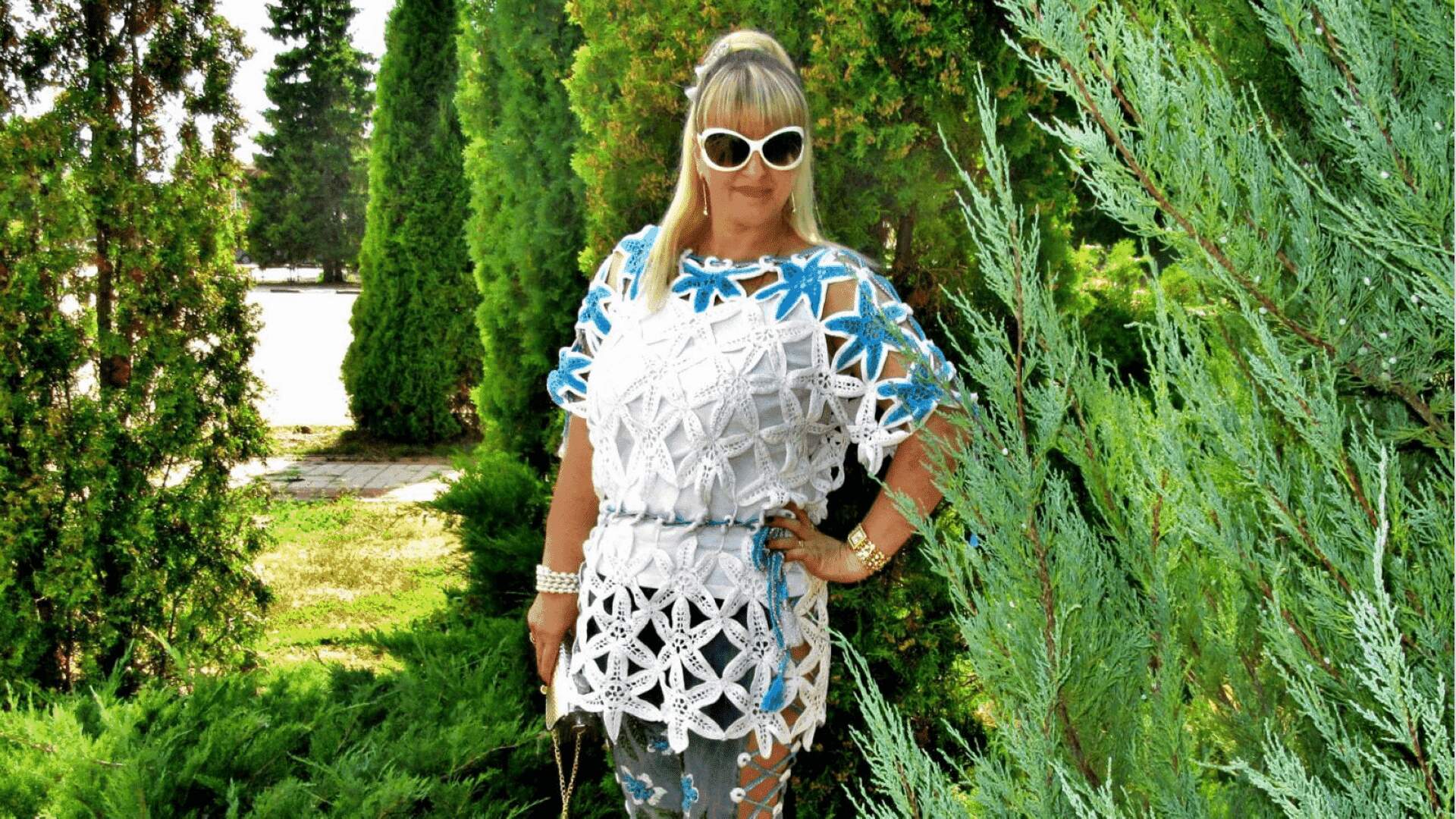 Туника крючком из мотивов Ромашка // МК смотреть онлайн