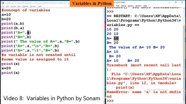 Video8 Variables in Python by Sonam смотреть онлайн