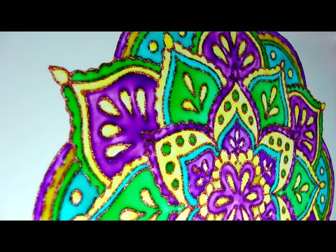 Расписываю мандалу витражными красками/ Витражная роспись/ Роспись керамики смотреть онлайн