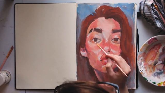 Заполняем новый скетчбук . гуашь . портрет смотреть онлайн