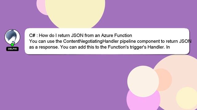 C# : How do I return JSON from an Azure Function смотреть онлайн