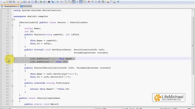 C# ISerializable Serialization & Deserialization Demo смотреть онлайн