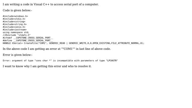 Error: argument of type "cons char \*" is incompatible with parameters of type "LPCWSTR" смотреть онлайн
