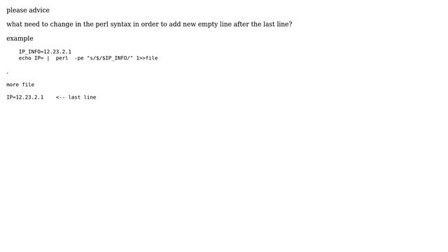 perl one liners + add empty line after the last line (2 Solutions!!) смотреть онлайн
