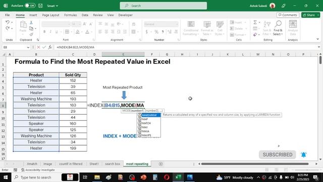 Find Out the Most Repeated Value in Excel смотреть онлайн
