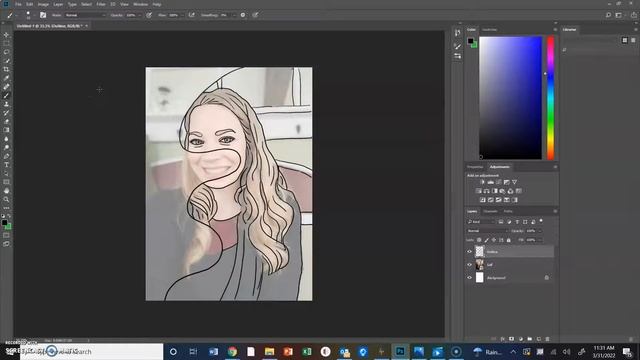 Half Cartoon Face - Digital Art - Photoshop Tutorial | Middle to High school смотреть онлайн