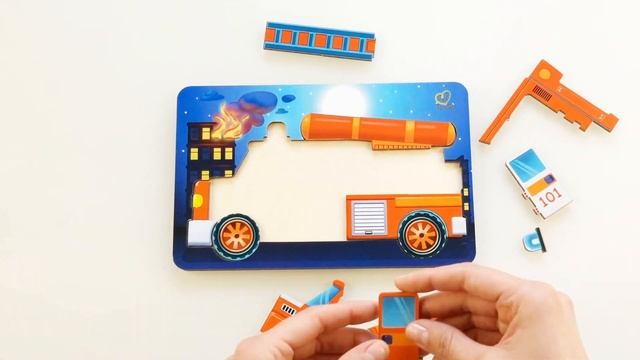 Пазл-конструктор "Пожарная машина" ToySib смотреть онлайн