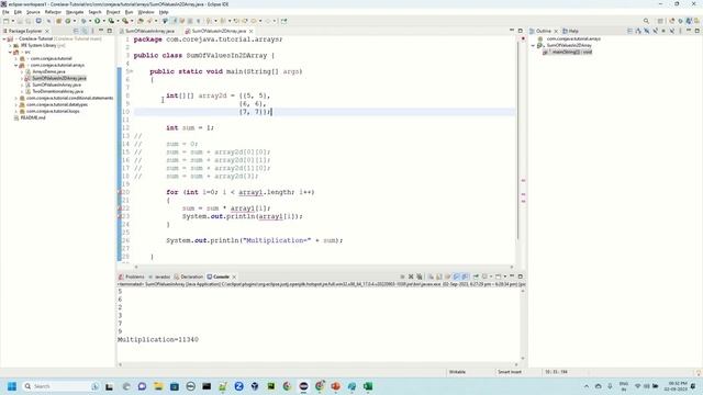18. Java Array Example Programs - Sum of elements, print diagonal elements смотреть онлайн