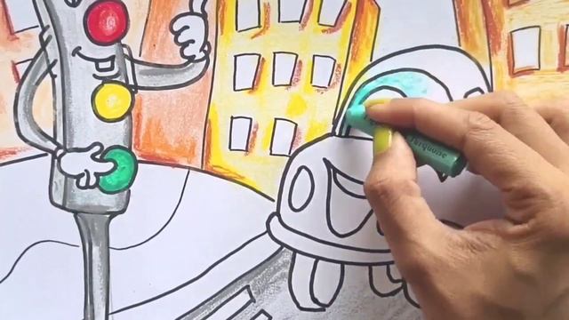 Road safety drawing | How to draw Road safety poster | Traffic light drawing easy смотреть онлайн