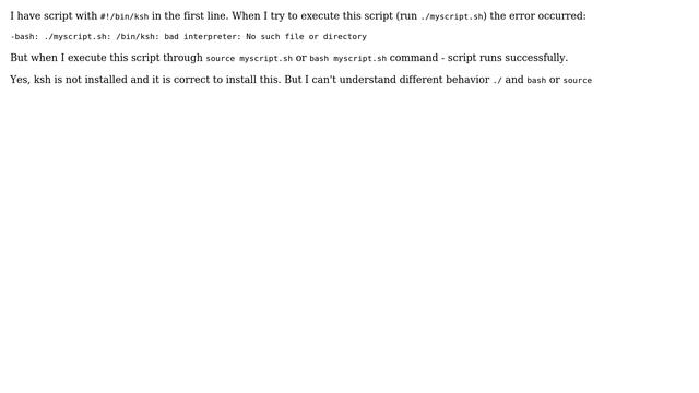 Unix & Linux: /bin/ksh: bad interpreter: No such file or directory смотреть онлайн