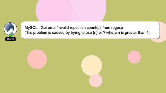 MySQL : Got error 'invalid repetition count(s)' from regexp смотреть онлайн