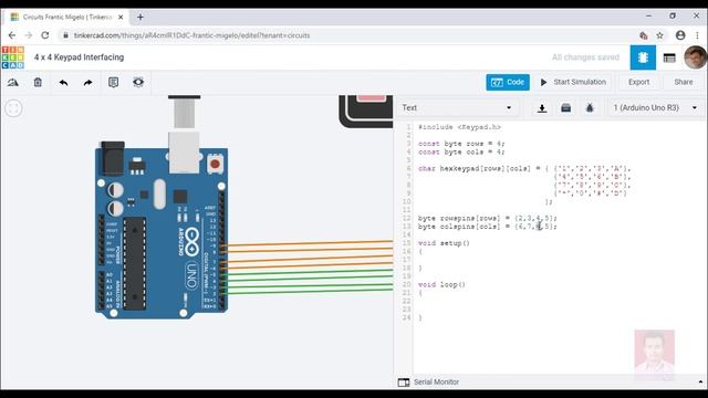 Keypad Interfacing In Tinkercad смотреть онлайн