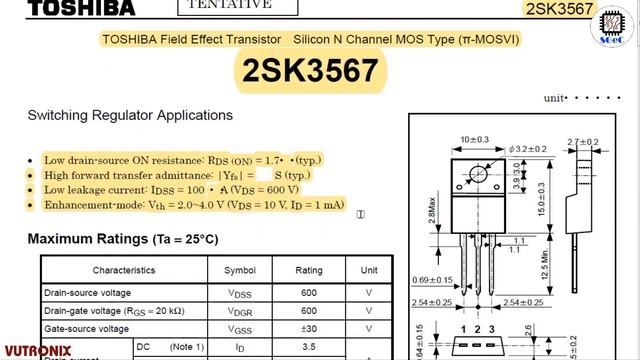 [SGeC] 2SK3567 N-Channel MOSFET 600V-3.5A-35W смотреть онлайн